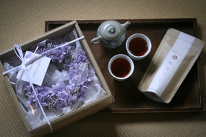【蕾の家の贈りもの】紫陽花リース＋お茶セット